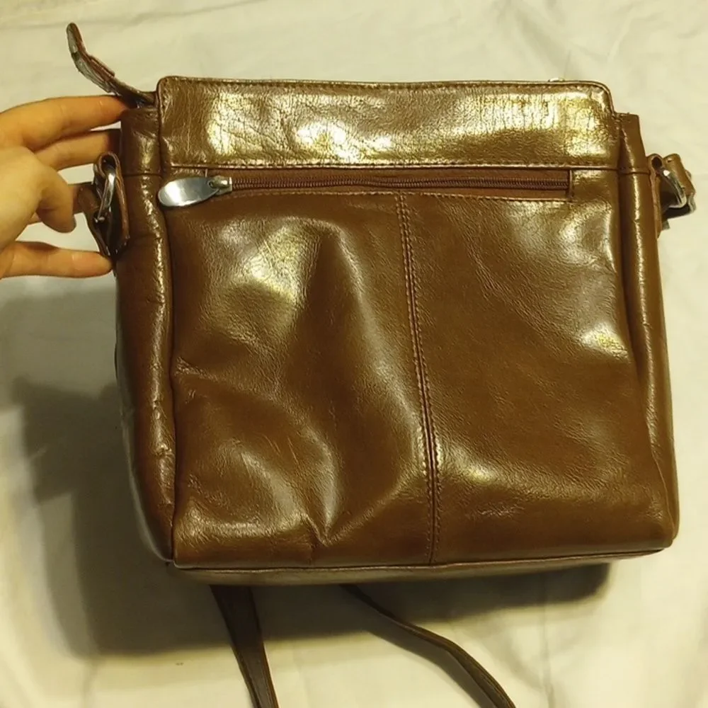 Vintage Brown Leather Ash Wood Saddle Purse